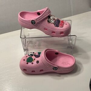 CROCS Kids Pink Cartoon Charm Clogs